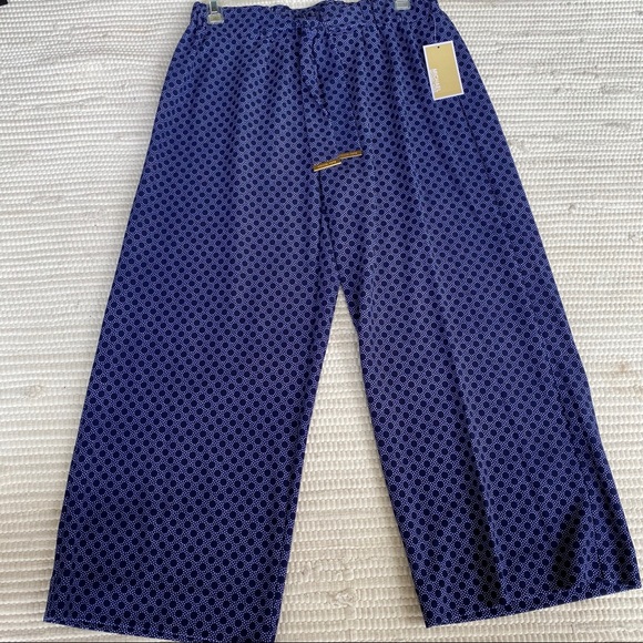 Michael Kors Pants - Michael Kors Packable Pull On Wide Leg Pants S NWT True Navy Print